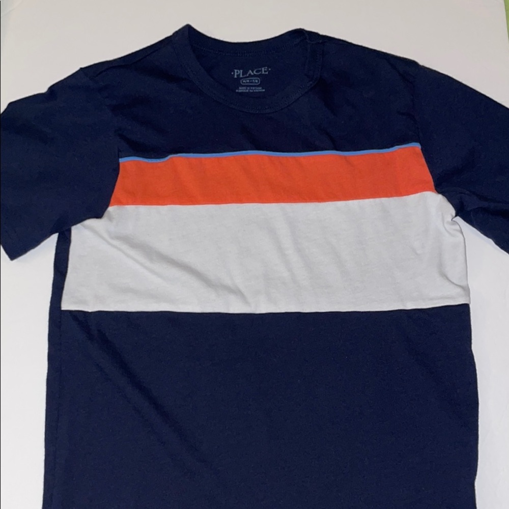 The Children's Place Navy, White, and Red Stripe Tee